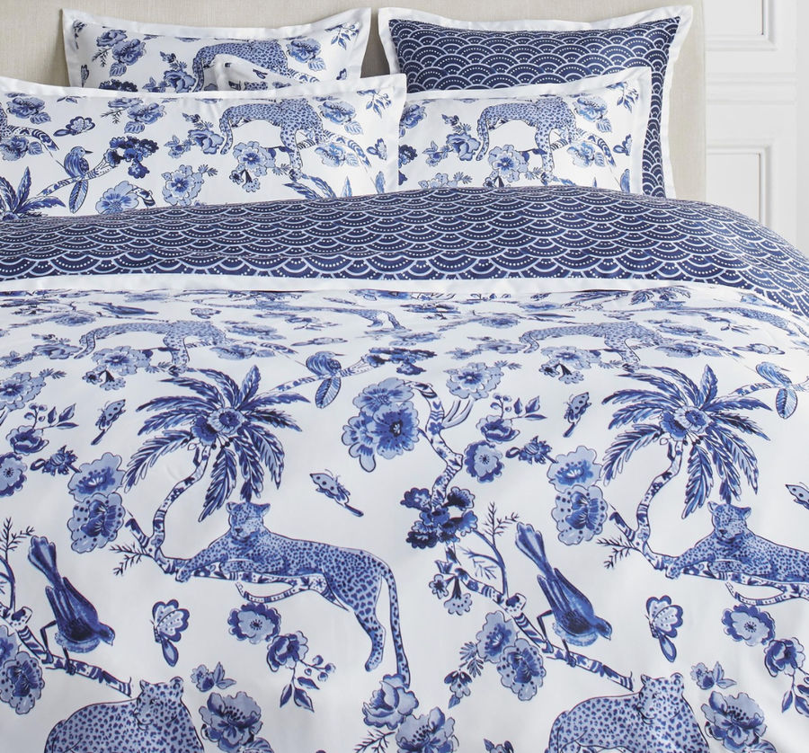blue bedding added by Lauren Houston