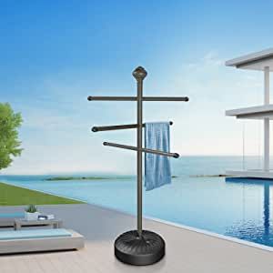 Hestiasko Pool Towel Rack Outdoor, 57" Metal Outdoor Towel Rack for Pool with 3 Adjustable Bars, Hot Tub Accessories for Adults, Upscale Pool Towel Rack - Gray added by Melissa Fraum