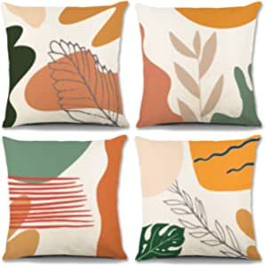 Molili Abstract Boho Pillow Covers Geometric Floral 18x18 Set of 4 Burnt Orange Throw Pillow Covers Minimalism Rustic Linen Decorations Cushion Case for Couch Sofa Bed Outdoor Patio Home Decor added by Spoak Member