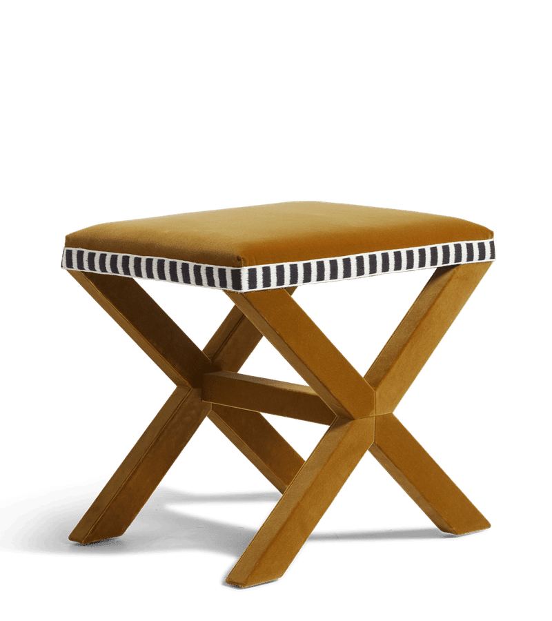 Vaquero Velvet Stool - Camel Brown | OKA US added by Sarah Mulberry