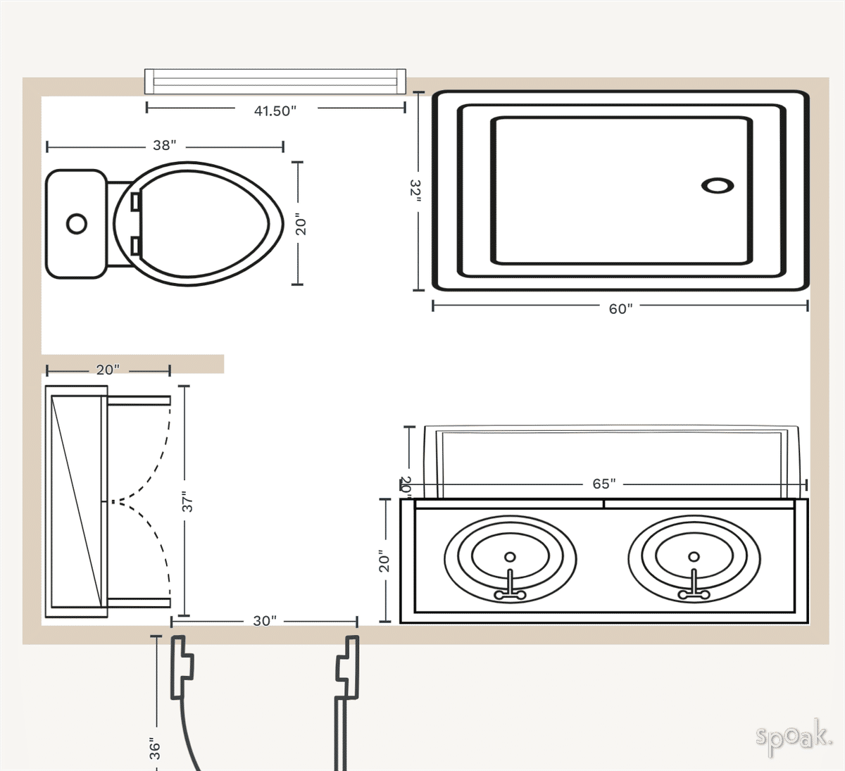 Half Bathroom Floor Plan designed by Joan Norman