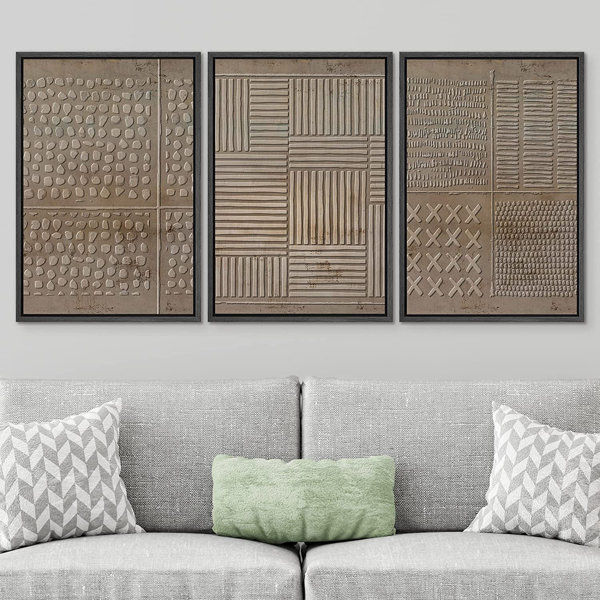 Geometric Brown Paint Stroke Collage Graffiti & Street Art Abstract Illustrations Framed On Canvas 3 Pieces Print added by erika grossman
