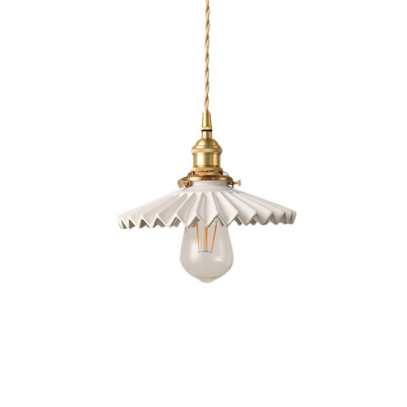 Scalloped Shade Iron Pendant Ceiling Light Vintage Single Light Dining Room Hanging Lamp in White added by Spoak Member