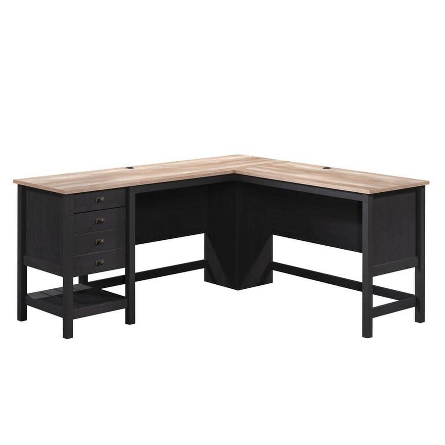 SAUDER Cottage Road 65.118 in. L-Shape Raven Oak Computer Desk with File Storage 431264 - The Home Depot added by Kate Lynn Nemett