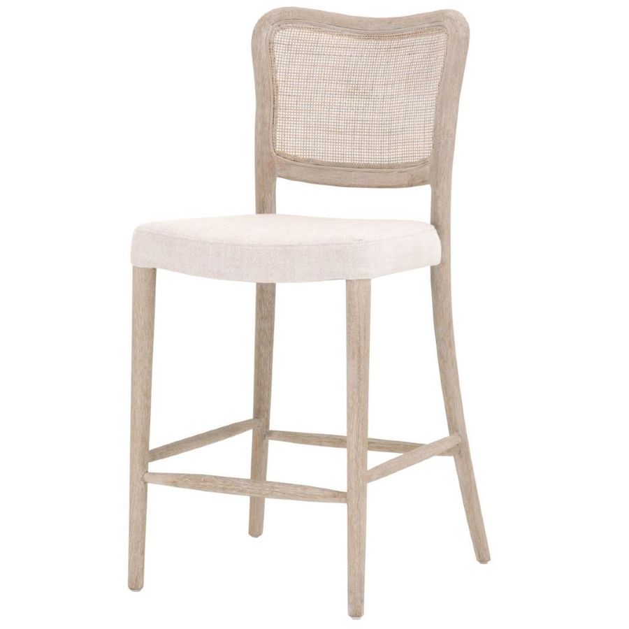 Zachary Coastal Beach Natural Grey Oak Wood Cane Back Counter Stool added by Jamie Stellato