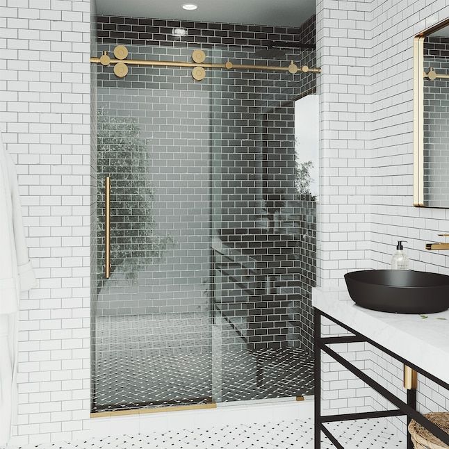 VIGO  Elan 48-in to 52-in W x 74-in H Frameless Sliding Matte Gold Standard Shower Door  added by Courtney Caldwell