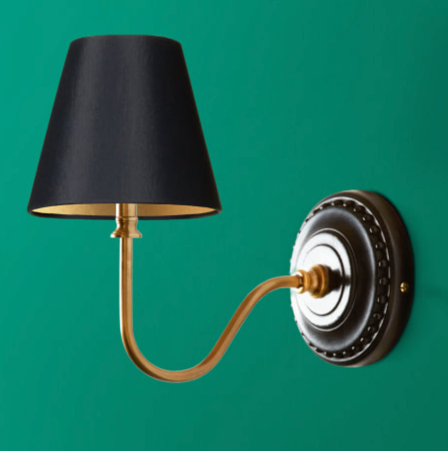 drake cordless wall fittingin wood and brass with 6 inch empire shade for cordless lamps in black silk with glasgow gold interior see dimensions added by Bonnie Whitfield