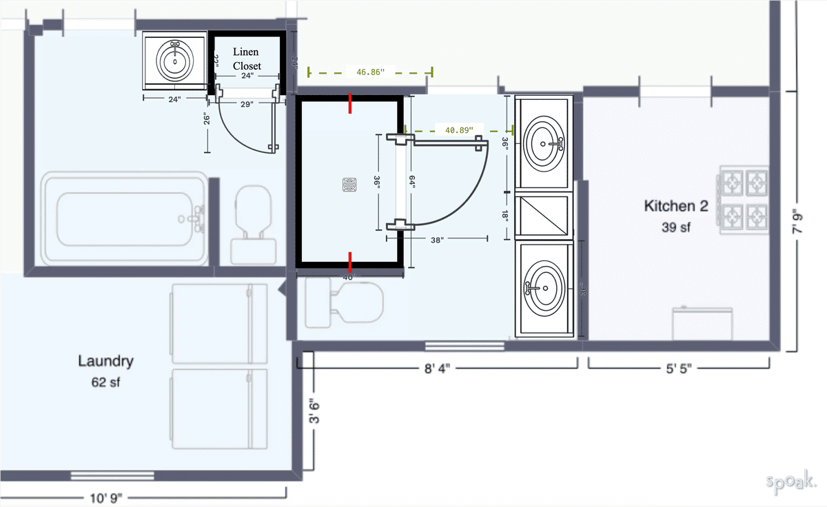 Bathroom Floor Plan designed by Ashley Wells