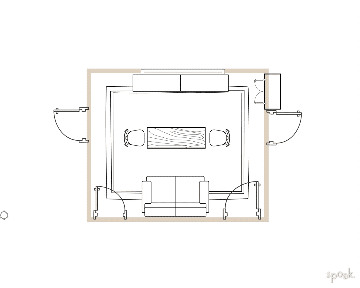 Living + Dining Room Layout designed by Serena Finnerty