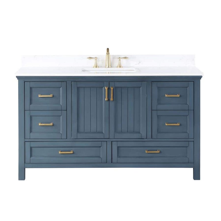 Altair Isla 60 in. W x 22 in. D x 34.5 in. H Single Sink Bath Vanity in Classic Blue with Composite Stone top in White 538060S-CB-AW-NM - The Home Depot added by Amy Tausk