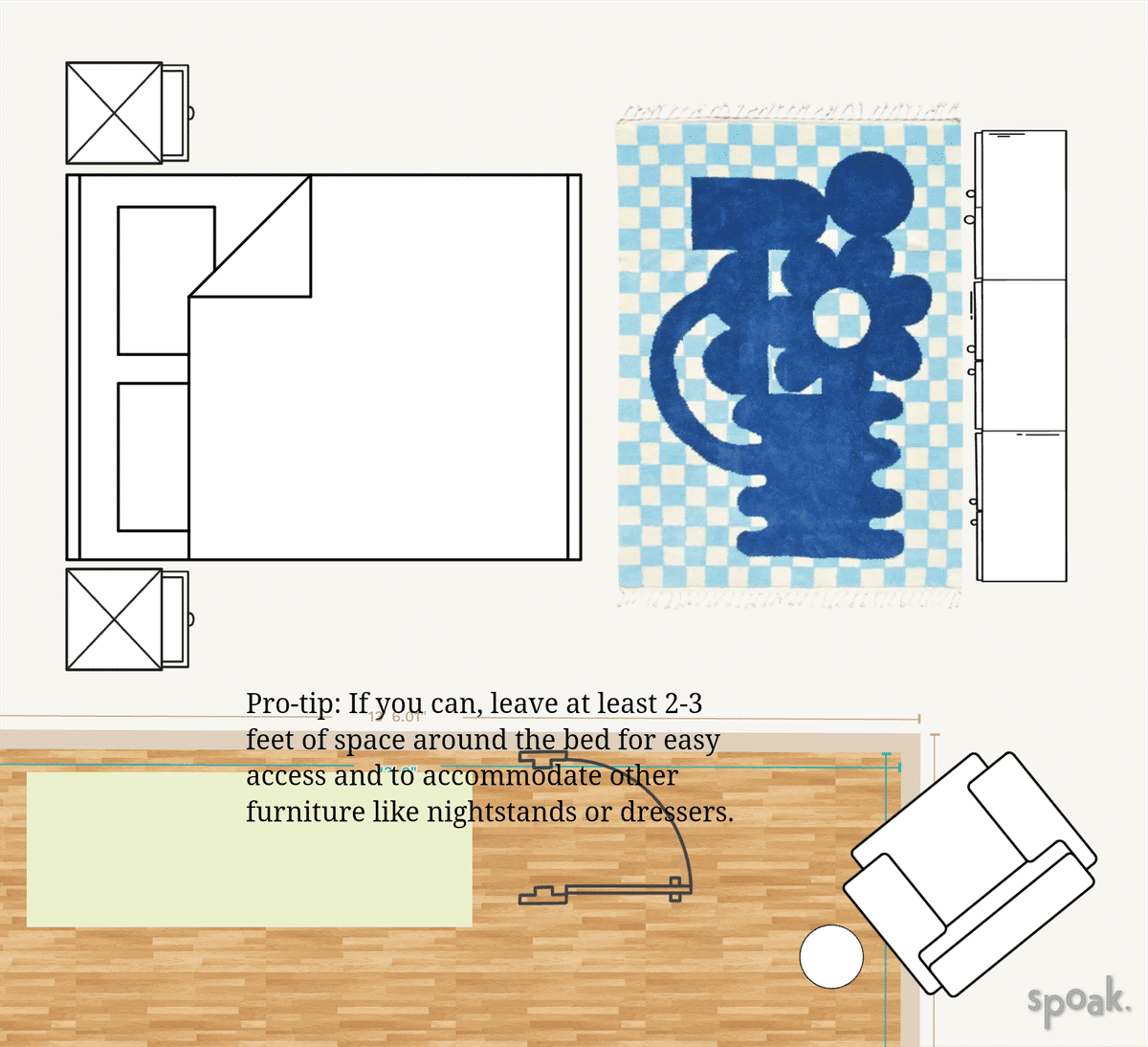 Medium Primary Bedroom Plan designed by Lisa Schunk