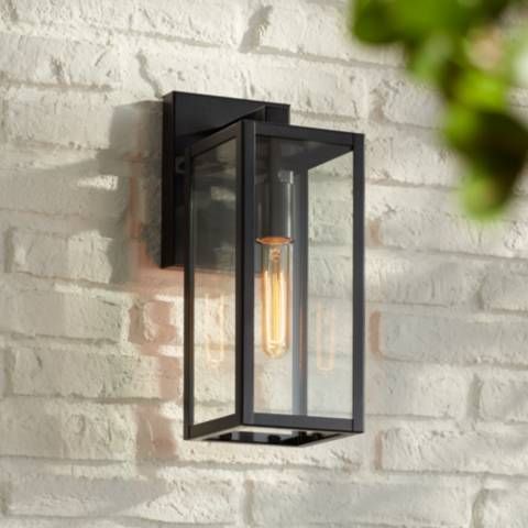 John Timberland Titan 14 1/4" Clear Glass and Black Outdoor Wall Light - #98Y71 | Lamps Plus added by HELEN SALGADO