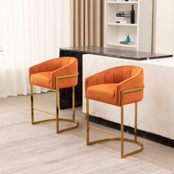27" Metal Tufted Bar Stool added by HELEN SALGADO