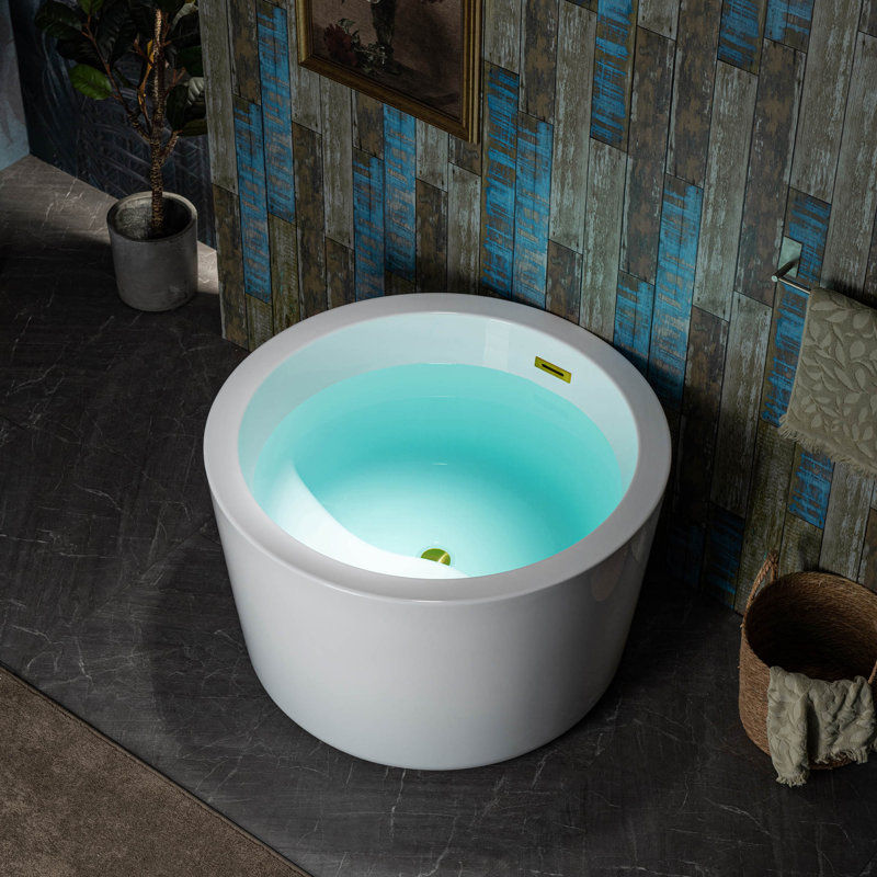 B0060+BG-Drain &O 41'' x 41'' Freestanding Acrylic Round White Bathtub with Integrated Seat, Non-Slip Design added by Agatha Creegan