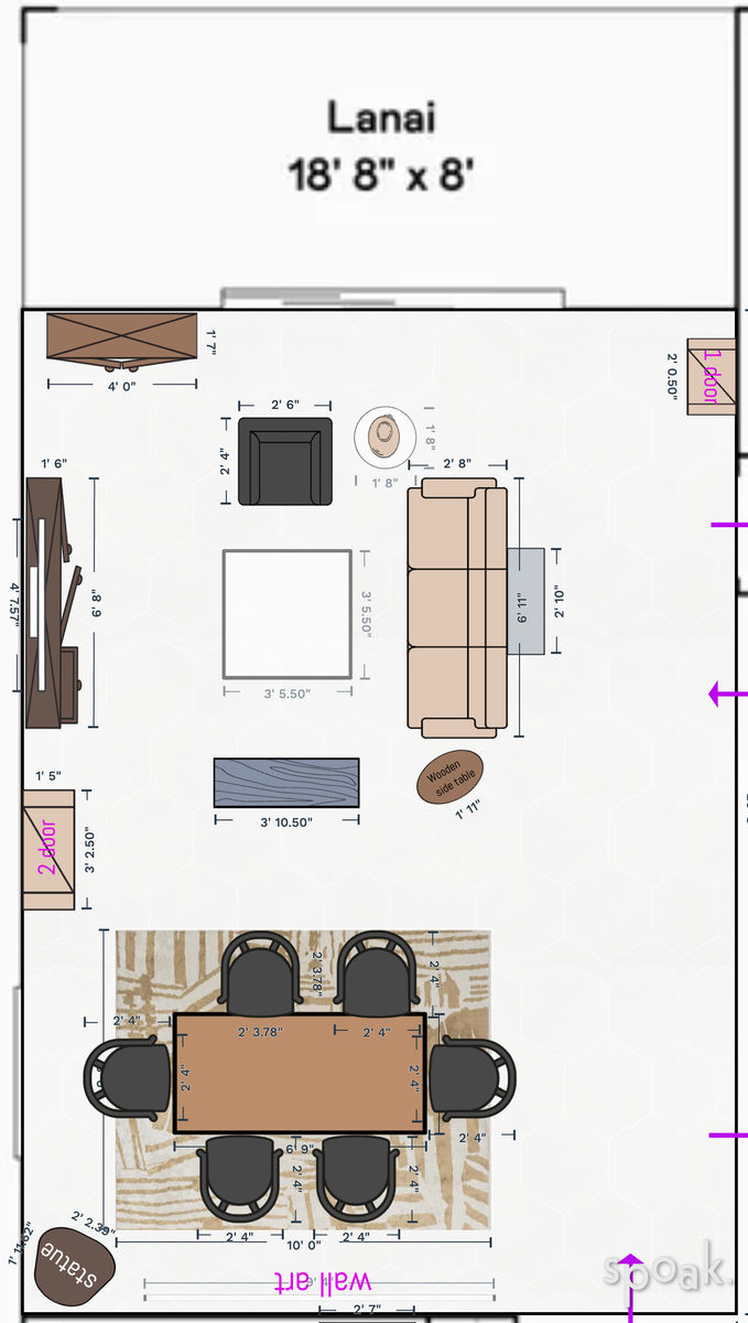 Living + Dining Room Floor Plan designed by Zoe Lyle
