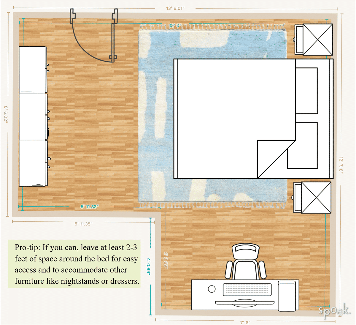 Primary Bedroom Plan designed by Brooke Gubrud