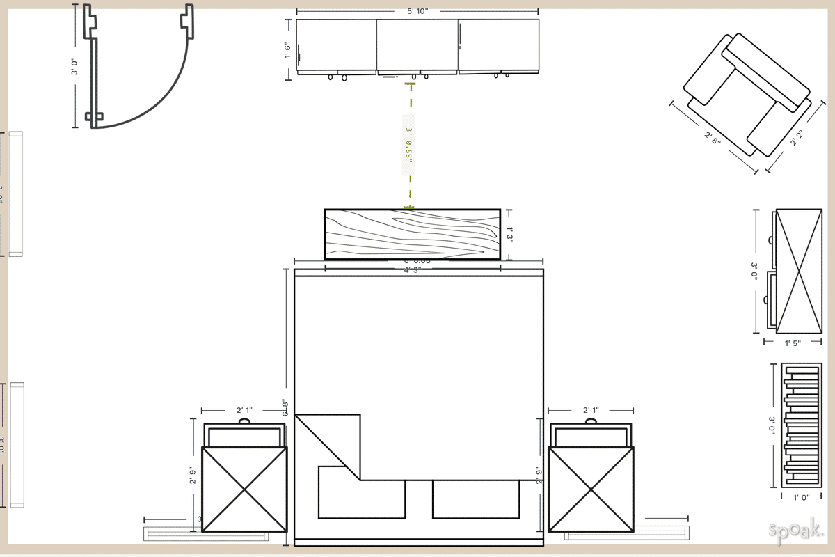 Bedroom Floor Plan designed by Kelly Houston