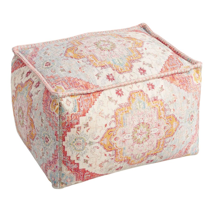 Rectangular Vintage Rug Print Pouf - World Market added by Alisha Williams