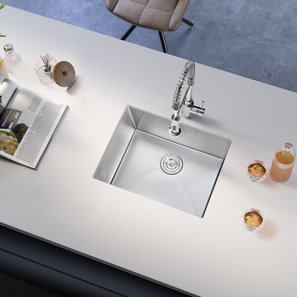 ATTOP 18'' W Single Bowl Stainless Steel Undermount Kitchen Sink added by Amanda Higgins