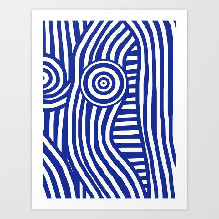 Nude striped in blue Art Print by Little Dean added by Mackenzie Fleck