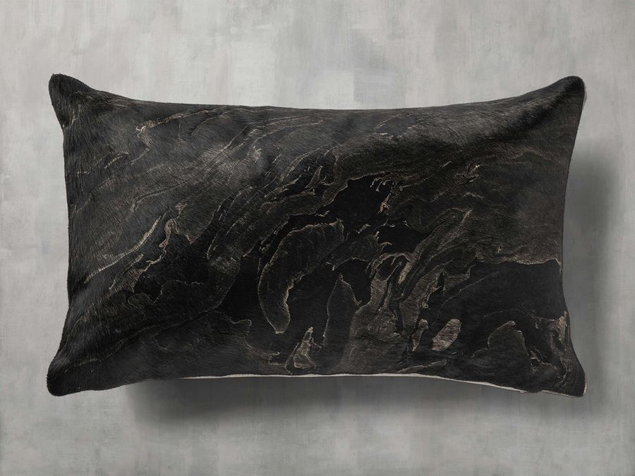 Black Marble Hair on Hide Lumbar Pillow Cover added by Eunoia Modern