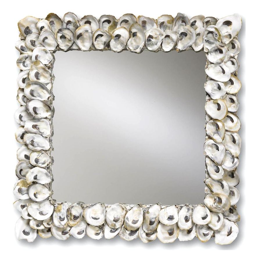 Oyster Shell Coastal Beach Large Square Wall Mirror - 20 Inch added by Sarah Jane Meek