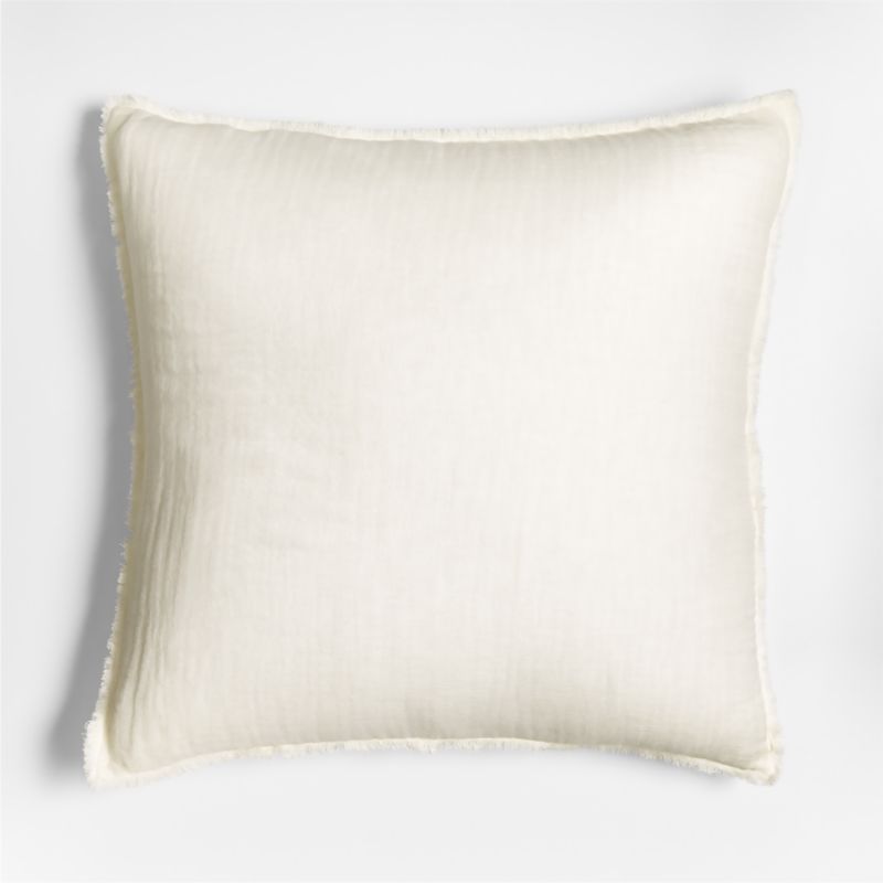 Arla 23" Eyelash Crisp White Pillow with Down-Alternative Insert | Crate & Barrel added by HELEN SALGADO
