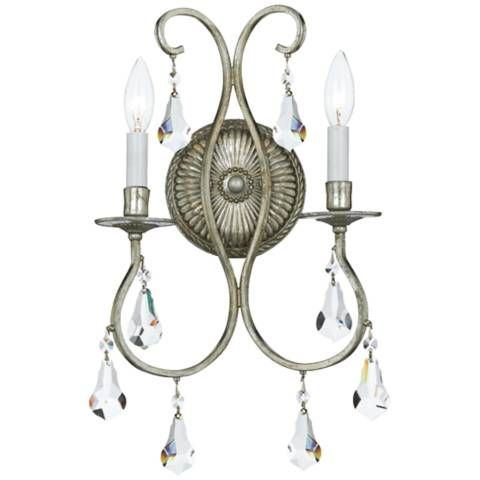 Crystorama Ashton Silver 18 1/2" High Crystal Wall Sconce - #2X084 | Lamps Plus added by rebecca castro