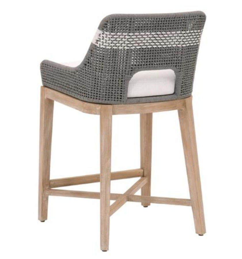 Theodore Coastal Grey Woven White Upholstered Mahogany Counter Stool added by Mary Kate Blum