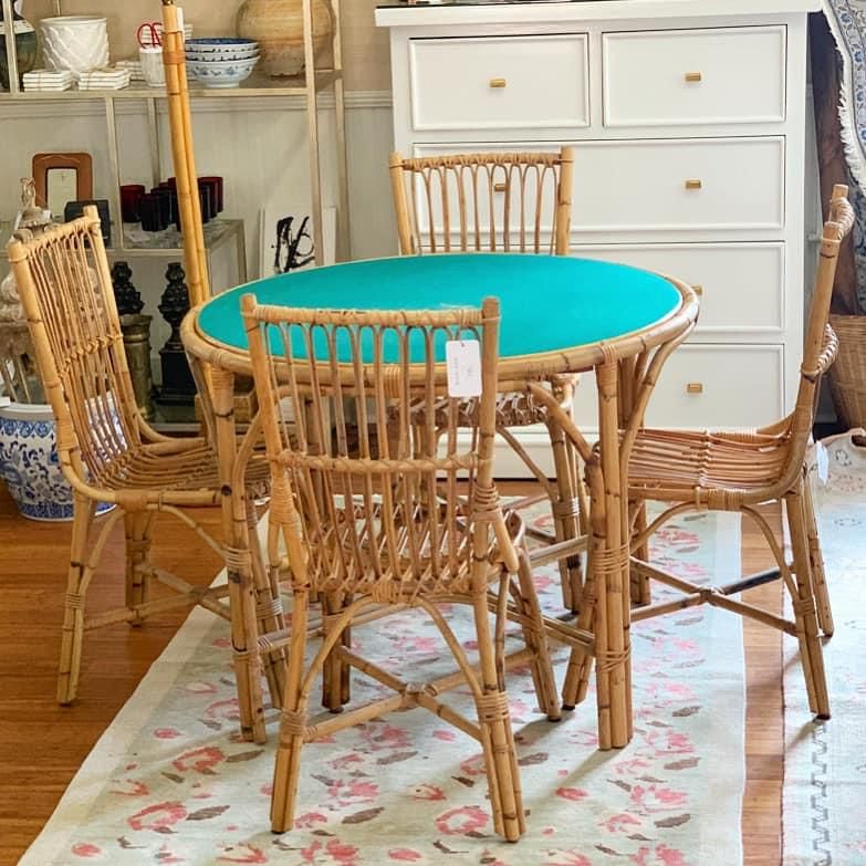 Flip Top Rattan Game Table & Chair Set (1970) added by Blaire Gremillion