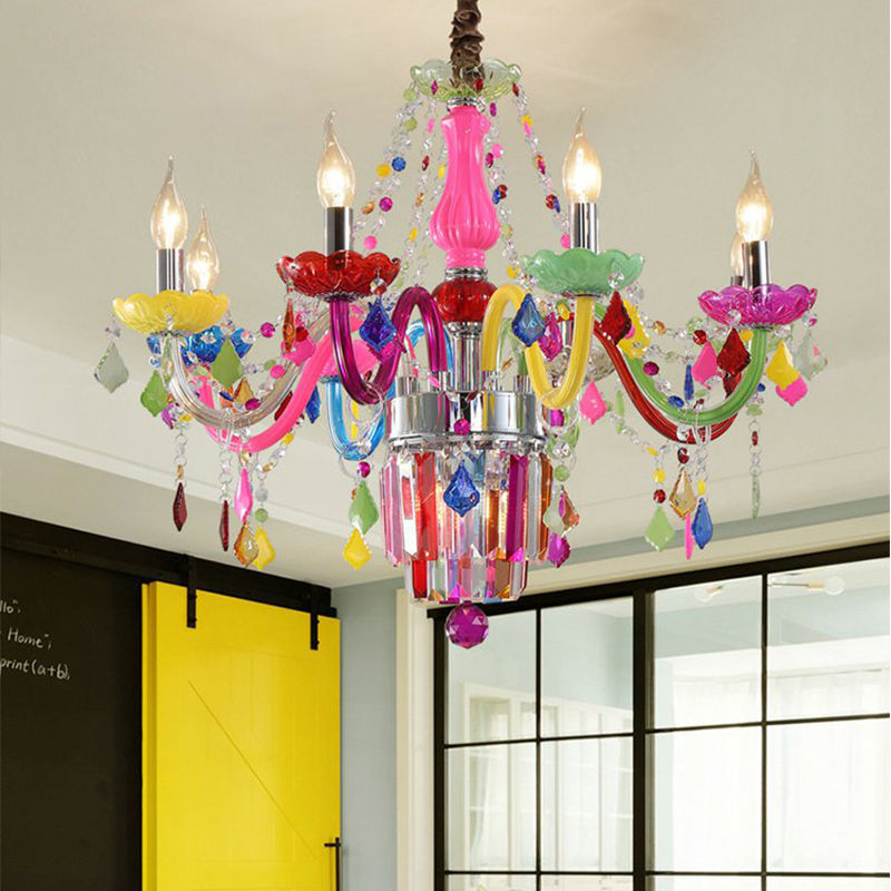 Colourful Crystal Chandelier European Unique Pendant Light Kids Room Bedroom added by Sally Tolka