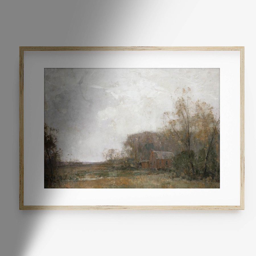 Vintage Farmhouse Painting Landscape Barn Art Print added by Hanna Ruddock