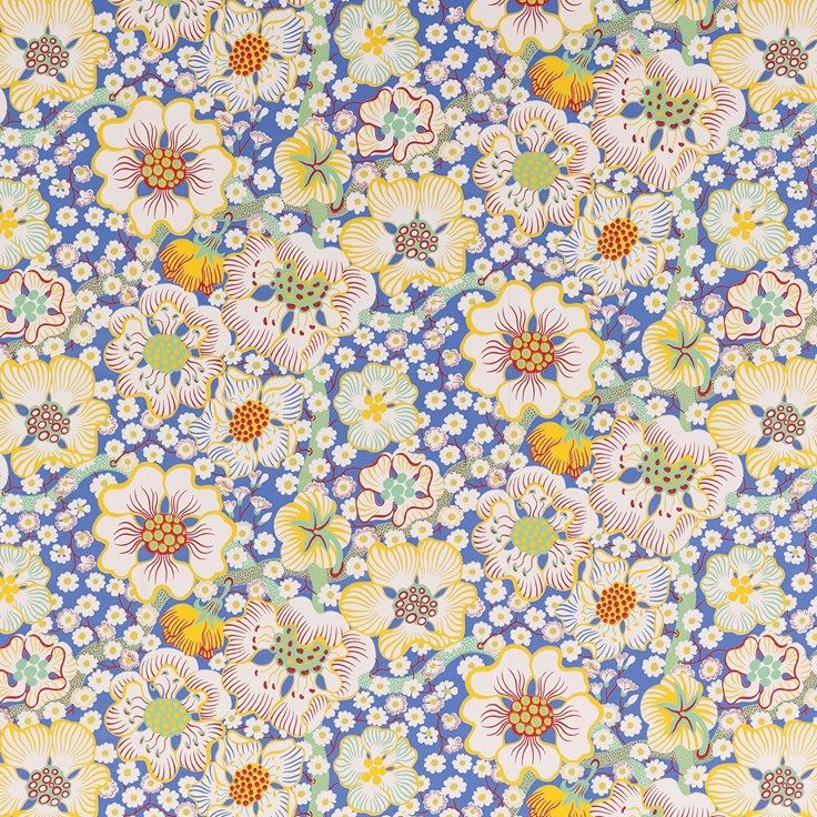 Wallpaper Eldblomman - Length 10,05 m/roll Width 53 cm, Non-Woven, Eldblomman, Blue, Josef Frank | Svenskt Tenn added by Shellie Kemp