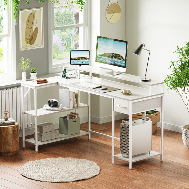 Coolbrook L-Shaped Desk with LED Lights,Reversible Gaming Desk,Computer Desk with Shelves & Drawer added by RANA GHANDOUR