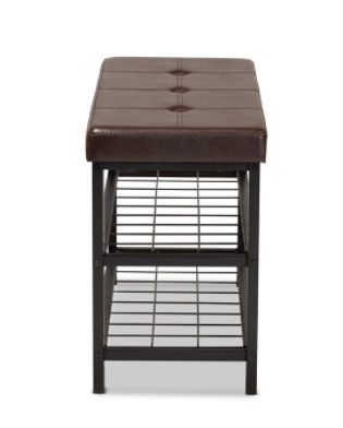 Baxton Studio Rance Modern Industrial Dark Brown Faux Leather Upholstered and Black Metal Shoe Storage Bench added by Spoak Member