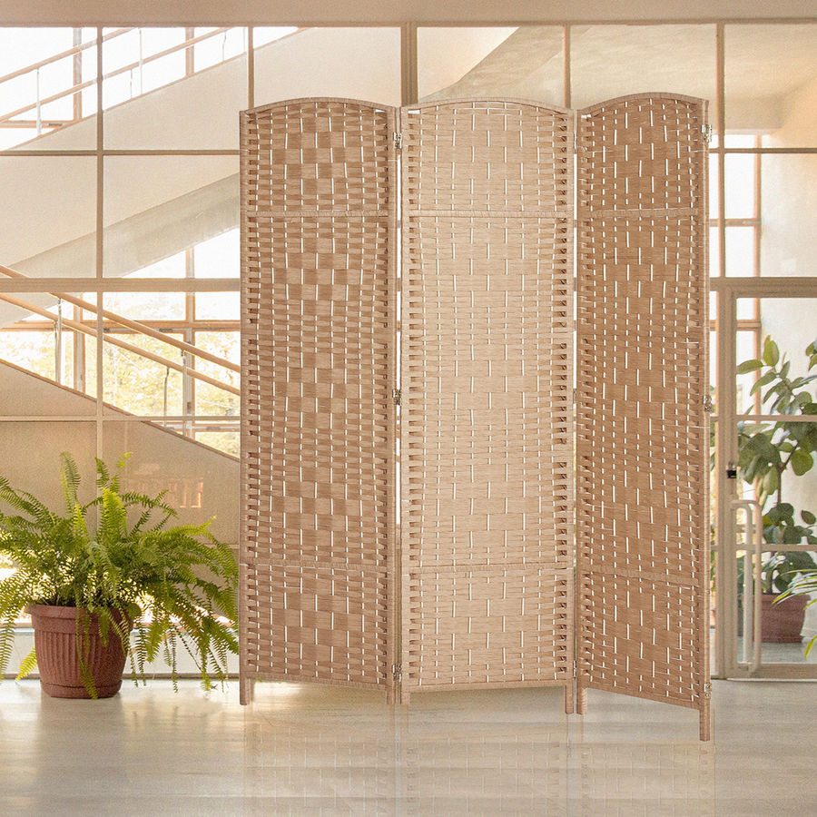 Union Rustic Elmina 6 Ft Folding Room Divider Privacy Screen Home Decor Diamond Weave Fiber Double Hinges & Reviews | Wayfair added by HELEN SALGADO