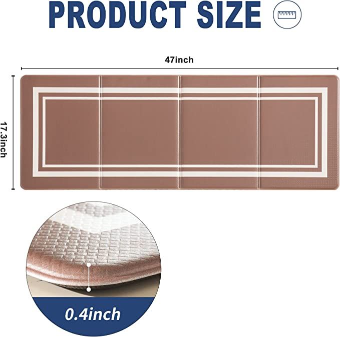 COSY HOMEER Anti Fatigue Floor Mat – 2/5 Inch Thick Perfect Kitchen Mat, Standing Desk Yoga Mat – Comfort Foldable kitchen Rug, Easy Storage, Garage Durable Stain Resistant Non-Slip (17" x 48", Beige) added by Trinity Lightfoot