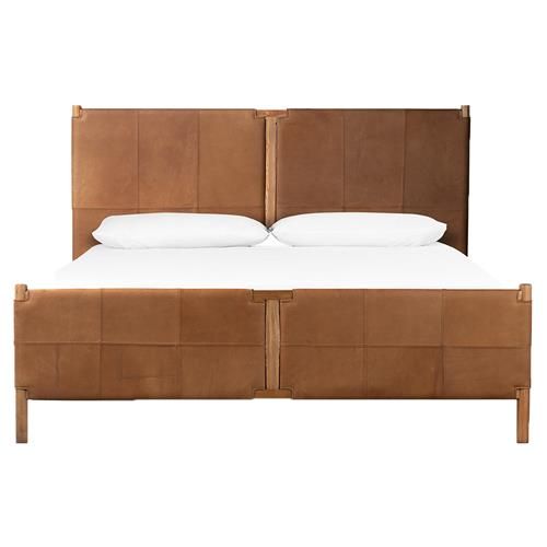 Hubert Rustic Lodge Brown Leather Upholstered Wood Frame Classic Bed - King added by Averyl Yaco