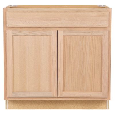 Project Source 36-in W x 35-in H x 23.75-in D Natural Unfinished Oak Door and Drawer Base Fully Assembled Stock Cabinet Lowes.com added by dion banville