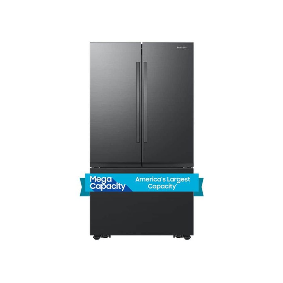 Samsung 32 cu. ft. Mega Capacity 3-Door French Door Refrigerator with Dual Auto Ice Maker in Matte Black Steel RF32CG5100MT - The Home Depot added by Elicia Hammer