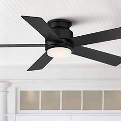 52" Casa Vieja Grand Palm Black Damp Rated LED Hugger Fan with Remote | www.lampsplus.com added by Aly Timmermann