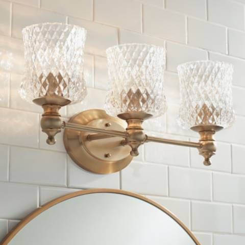 Stiffel 23 1/4" Wide Romanov Warm Brass 3-Light Wall Light - #78V71 | Lamps Plus added by Sandy Schargel Interiors