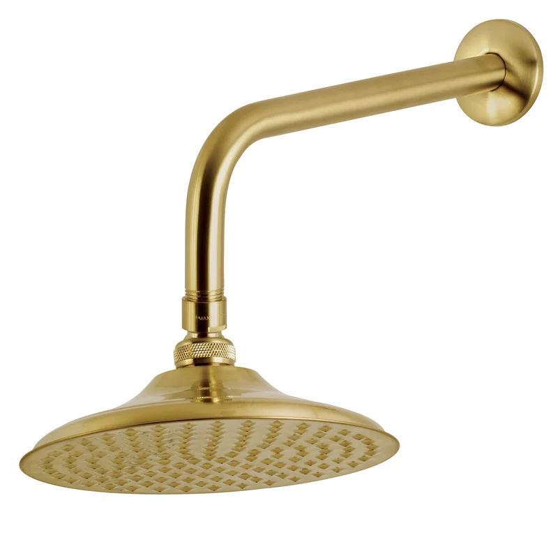 Brushed Brass Kingston Brass Shower Scape 7-3/4-Inch Round Raindrop Brass Shower Head with 12-Inch Shower Arm (Part number: K136A7CK) added by Molly Dowell