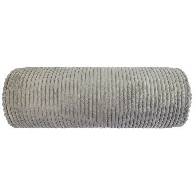 7"x18" Bowery Corduroy Neckroll with Piping Oblong Throw Pillow Platinum - Edie@Home: Indoor Decorative Bolster, Polyester Fill added by Courtney Brennan