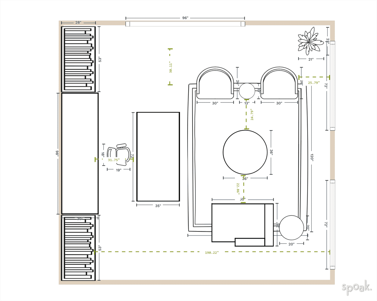 Living + Dining Room Plan designed by Amanda Eisel