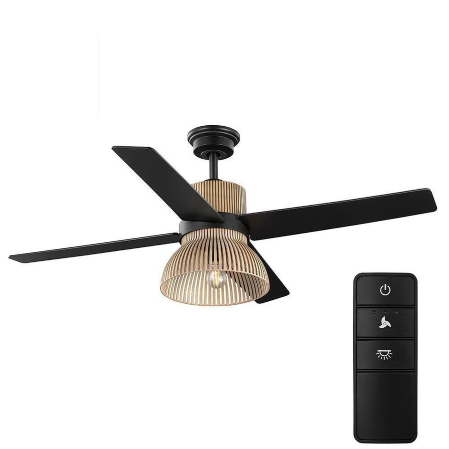 Home Decorators Collection Savannah 52 in. Indoor LED Matte Black Dry Rated Ceiling Fan with 4 Reversible Blades, Light Kit and Remote Control 52029 - The Home Depot added by Sable Victory