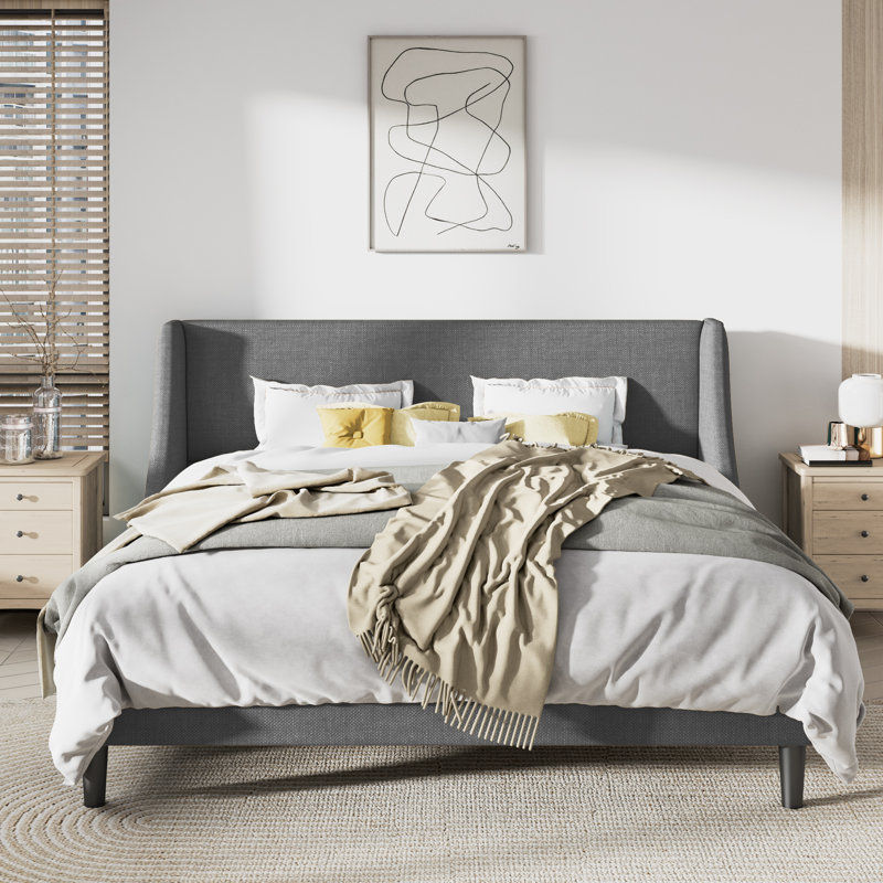 Bowdoin Upholstered Wingback Platform Bed added by Sable Victory
