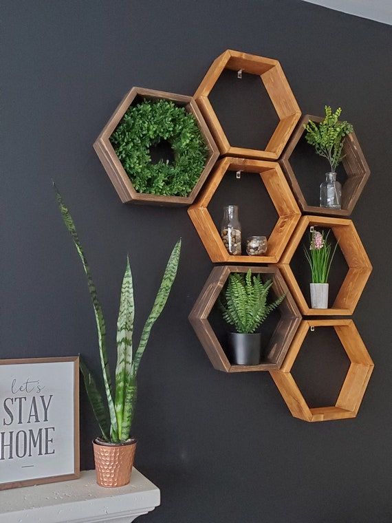 Honeycomb Shelf Hexagon Shelves Wooden Hexagon Shelves Wood | Etsy added by Where The Heart Is Designs