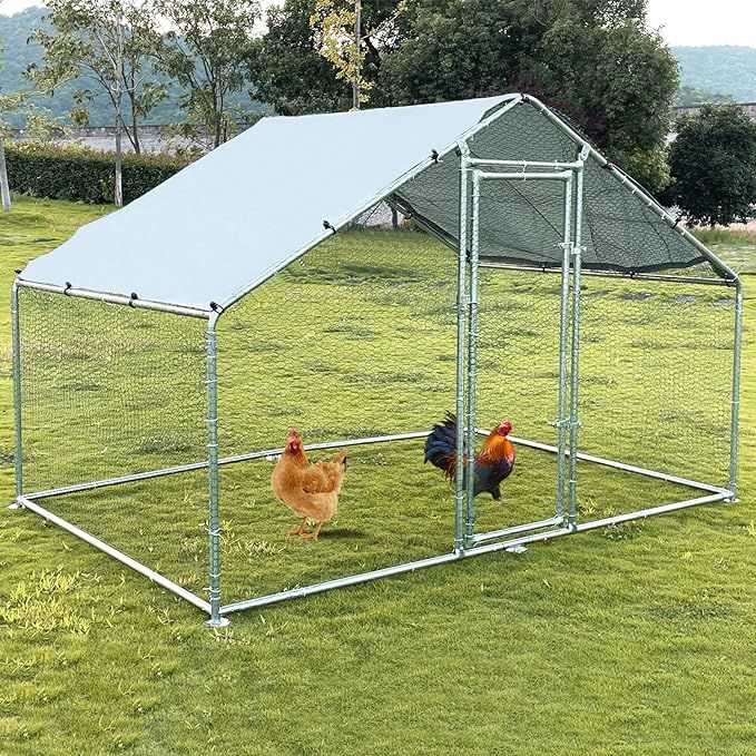 NGTEEN Large Metal Chicken Coop Walk-in Poultry Cage Chicken Run Pen Dog Kennel with Waterproof and Anti-Ultraviolet Cover for Outdoor Farm Use(9.8' L x 6.6' W x 6.4' H) added by Sarah McNutt
