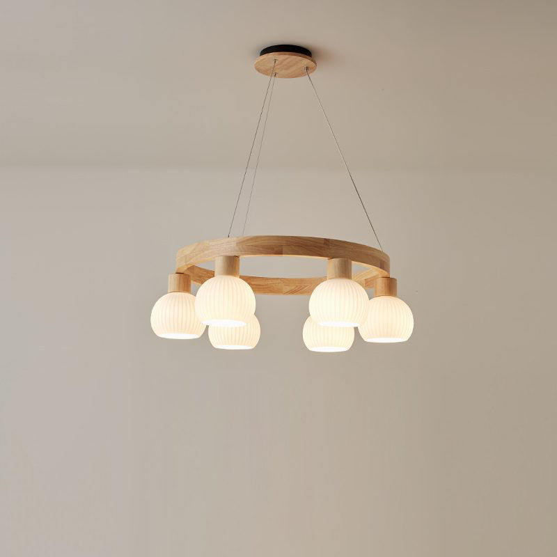 Nordic Wooden Round Chandelier - Mooielight added by Kate Kileel